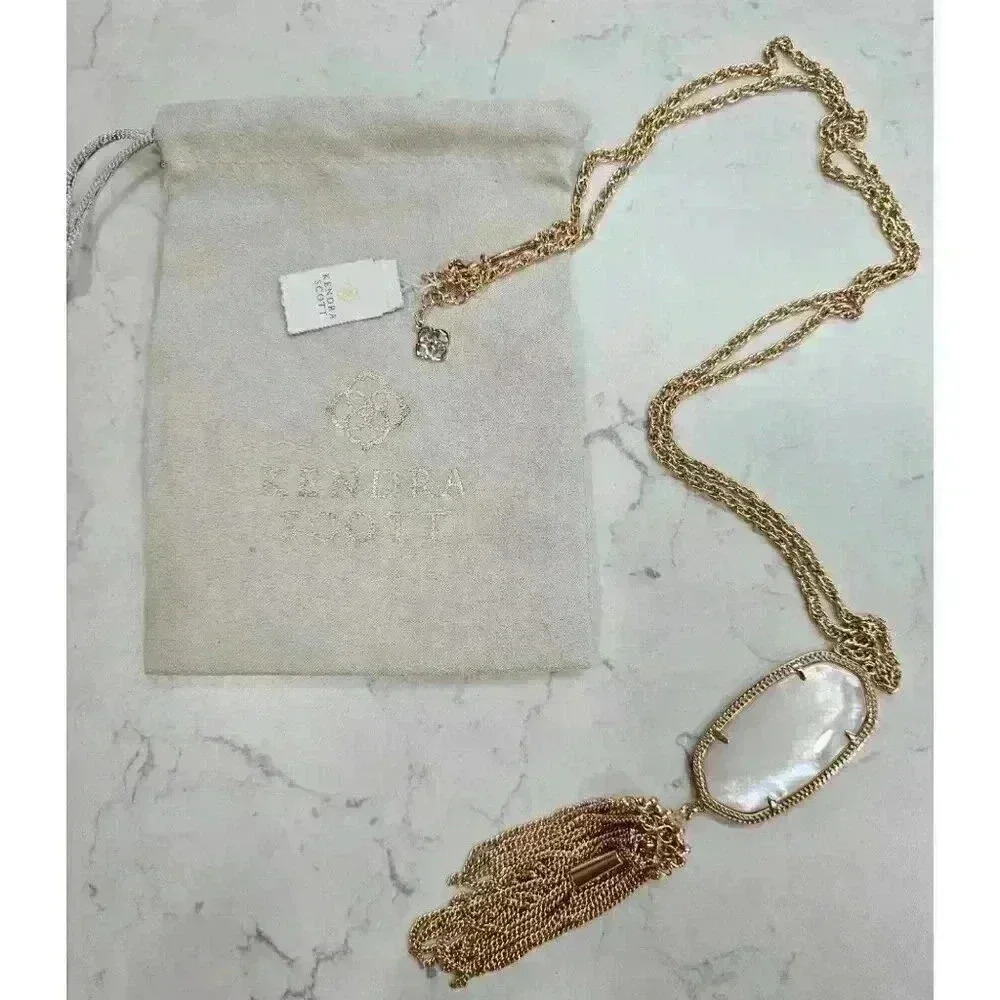 NWT Kendra Scott Rayne Necklace‎ in Ivory Pearl Rose Gold Rare Retired